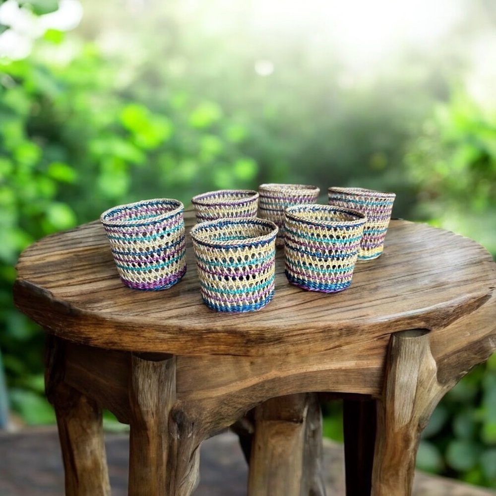 Handwoven Boho Multicolor candle Set - Picture 3 of 3